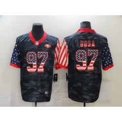 San Francisco 49ers #97 Nick Bosa Black Camo USA Flag Limited Jersey