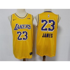 Los Angeles Lakers #23 Lebron James Yellow Nike Swingman Jersey