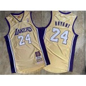 Los Angeles Lakers #24 Kobe Bryant Gold Hall Of Fame Memorial Edition Embroidered Jersey