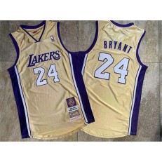 Los Angeles Lakers #24 Kobe Bryant Gold Hall Of Fame Memorial Edition Embroidered Jersey