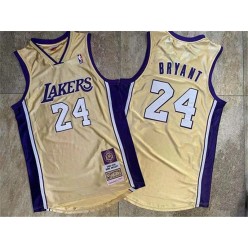 Los Angeles Lakers #24 Kobe Bryant Gold Hall Of Fame Memorial Edition Embroidered Jersey