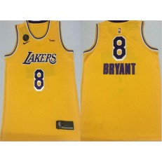 Los Angeles Lakers #8 Kobe Bryant Yellow KB Patch Swingman Jersey