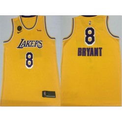Los Angeles Lakers #8 Kobe Bryant Yellow KB Patch Swingman Jersey
