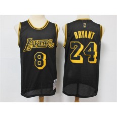 Los Angeles Lakers #8 & 24 Kobe Bryant Black 2020 Hardwood Classics Mesh Jersey