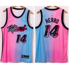 Miami Heat #14 Tyler Herro Blue Pink Nike 2021 City Edition Swingman Jersey
