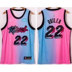 Miami Heat #22 Jimmy Butler Blue Pink Nike 2021 City Edition Swingman Jersey