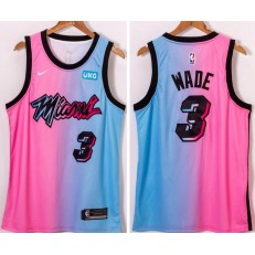 Miami Heat #3 Dwyane Wade Blue Pink Nike 2021 City Edition Swingman Jersey