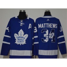 Toronto Maple Leafs #34 Auston Matthews Blue Adidas Fashion Jersey