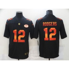 Green Bay Packers #12 Aaron Rodgers Black Colorful Fashion Limited Jersey