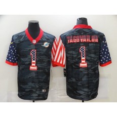 Miami Dolphins #1 Tua Tagovailoa Black Camo USA Flag Limited Jersey