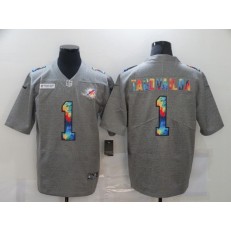 Miami Dolphins #1 Tua Tagovailoa Gray Vapor Untouchable Rainbow Limited Jersey