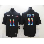Philadelphia Eagles #11 Carson Wentz Black Vapor Untouchable Rainbow Limited Jersey