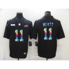 Philadelphia Eagles #11 Carson Wentz Black Vapor Untouchable Rainbow Limited Jersey