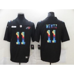 Philadelphia Eagles #11 Carson Wentz Black Vapor Untouchable Rainbow Limited Jersey