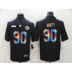 Pittsburgh Steelers #90 T.J. Watt Black Vapor Untouchable Rainbow Limited Jersey