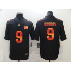 Cincinnati Bengals #9 Joe Burrow Black Colorful Fashion Limited Jersey