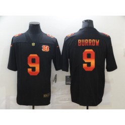 Cincinnati Bengals #9 Joe Burrow Black Colorful Fashion Limited Jersey