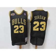 Chicago Bulls #23 Michael Jordan Black Gold NBA Finals Patch Jersey