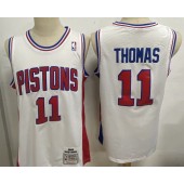 Detroit Pistons #11 Isiah Thomas White 1988-89 Hardwood Classics Jersey