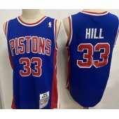 Detroit Pistons #33 Grant Hill Blue 1995-96 Hardwood Classics Jersey