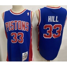 Detroit Pistons #33 Grant Hill Blue 1995-96 Hardwood Classics Jersey