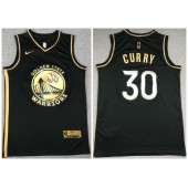 Golden State Warriors #30 Stephen Curry Black Gold 2021 Nike Swingman Jersey