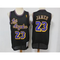 Los Angeles Lakers #23 Lebron James Black Mesh Hardwood Classics Jersey