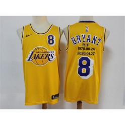 Los Angeles Lakers #8 Kobe Bryant Yellow Nike R.I.P Swingman Fashion Jersey