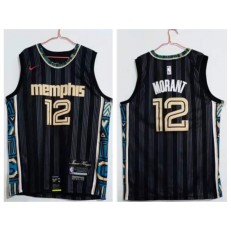 Memphis Grizzlies #12 Ja Morant Black 2020-21 City Edition Nike Swingman Jerseys