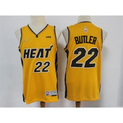 Miami Heat #22 Jimmy Butler Yellow 2021 Earned Edition Nike Swingman Jersey