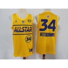 Milwaukee Bucks #34 Giannis Antetokounmpo Yellow 2021 NBA All-Star Jordan Brand Swingman Jersey
