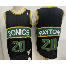 Seattle SuperSonics #20 Gary Payton Black Hardwood Classics Mesh Jersey