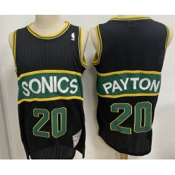 Seattle SuperSonics #20 Gary Payton Black Hardwood Classics Mesh Jersey