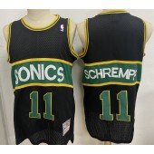 Seattle Supersonics #11 Detlef Schrempf Black Hardwood Classics Mesh Jersey