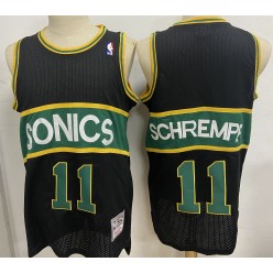 Seattle Supersonics #11 Detlef Schrempf Black Hardwood Classics Mesh Jersey