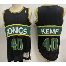 Seattle Supersonics #40 Shawn Kemp Black Hardwood Classics Mesh Jersey