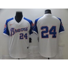 Atlanta Braves #24 Deion Sanders White Nike Turn Back The Clock Jersey