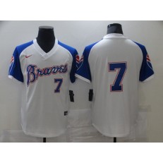 Atlanta Braves #7 Dansby Swanson White Nike Turn Back The Clock Jersey