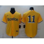Boston Red Sox #11 Rafael Devers Gold Nike 2021 City Connect Replica Player Cool Base Jersey