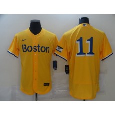 Boston Red Sox #11 Rafael Devers Gold Nike 2021 City Connect Replica Player Flexbase Jersey