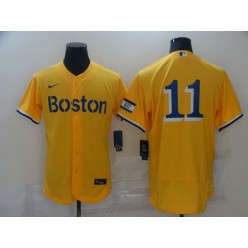 Boston Red Sox #11 Rafael Devers Gold Nike 2021 City Connect Replica Player Flexbase Jersey