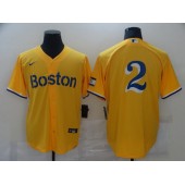 Boston Red Sox #2 Gold Nike 2021 City Connect Replica Player Flexbase Jersey