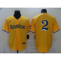 Boston Red Sox #2 Gold Nike 2021 City Connect Replica Player Flexbase Jersey