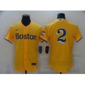 Boston Red Sox #2 Xander Bogaerts Gold Nike 2021 City Connect Replica Player Flexbase Jersey
