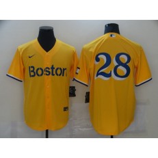 Boston Red Sox #28 J.D. Martinez Gold Nike 2021 City Connect Replica Player Cool Base Jersey