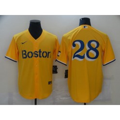 Boston Red Sox #28 J.D. Martinez Gold Nike 2021 City Connect Replica Player Cool Base Jersey