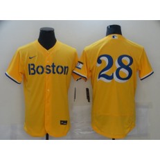 Boston Red Sox #28 J.D. Martinez Gold Nike 2021 City Connect Replica Player Flexbase Jersey
