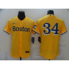 Boston Red Sox #34 Gold Nike 2021 City Connect Replica Player Flexbase Jersey