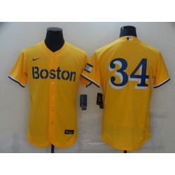 Boston Red Sox #34 Gold Nike 2021 City Connect Replica Player Flexbase Jersey