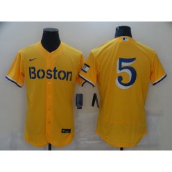 Boston Red Sox #5 Enrique Hernandez Gold Nike 2021 City Connect Replica Player Flexbase Jersey